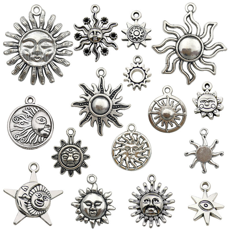 Wholesale Alloy Vintage Tibetan Silver Sun Moon DIY Necklace Bracelet Pendant